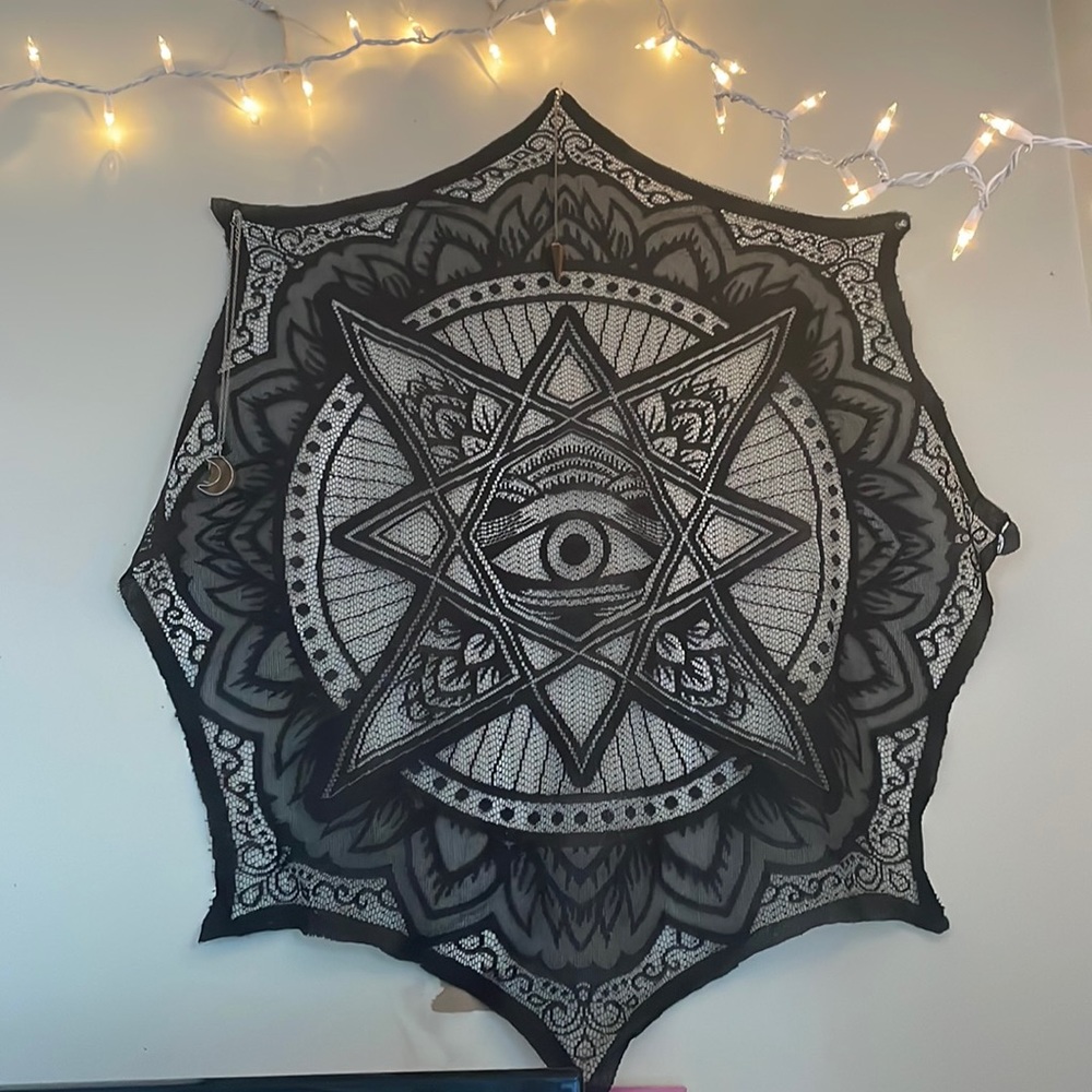 Spiritual tapestry, table cloth, mantle cover, whatever you want to use it as!
